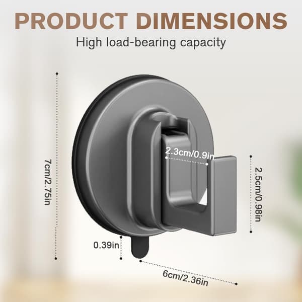 Door Ring Suction Cup Hook 2026 Upgraded Wreath Hook for Front Door Drill-Free Suction Cup for Hanging Towels (2-Piece Set)