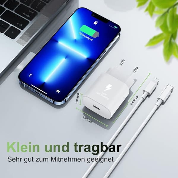 20W hurtig USB-C iPhone-oplader, Apple hurtigkabel med 2m USB-C-kabel til iPhone 14 Pro Max/14/13 Mini/13 Pro/13 Pro Max/12 Mini/12 Pro/12 Pro