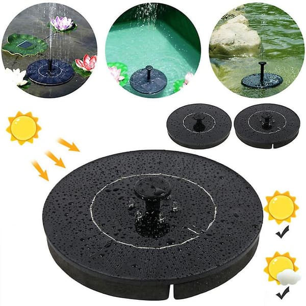 13 cm solcelledrevet vandfontæne til havedam, springvand, damppumpe, springvand, sort Black 1 Pcs