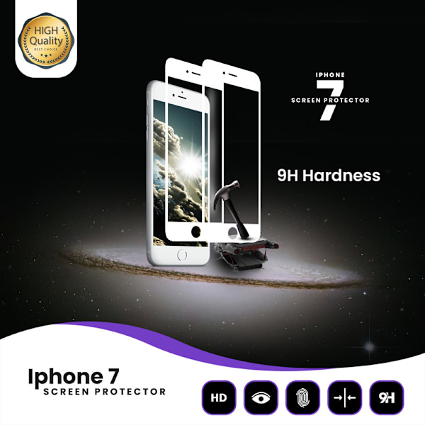 2-Pack Iphone 7/8 Vit - 9H Härdat Glas - 3D Skärmskydd Vit Vit
