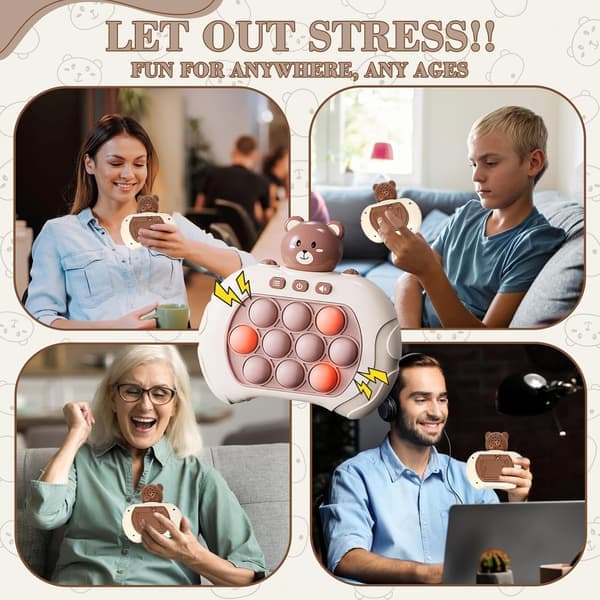 Quick Press-spill, sensoriske leker Pop Game Machine, håndholdt Fidget-konsoll for barn og voksne, bursdagsgaver til gutter, jenter, tenåringer - Bjørn