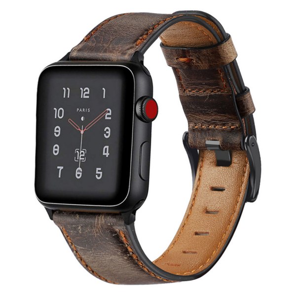 Läderband kompatibelt med Apple Watch -band för män, kvinnor, vintage läderarmband som är kompatibelt med iWatch 38-40 mm grå