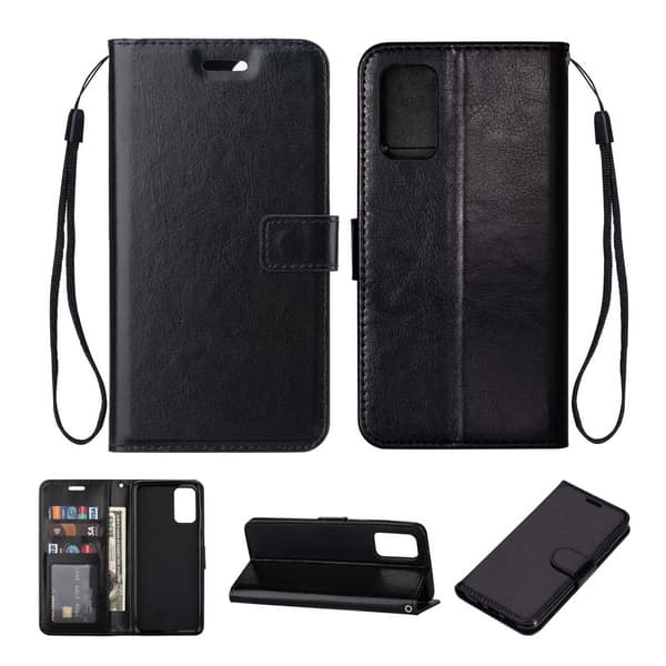Galaxy S20 Wallet Case Black Leather Skin Case Black black