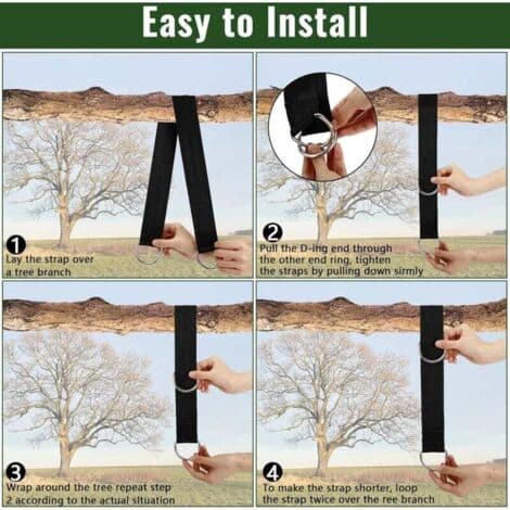 150 cm Polyester Hammock Straps - 2 Locking Carabiners - Tree Protection Included - Max Load 550 kg
