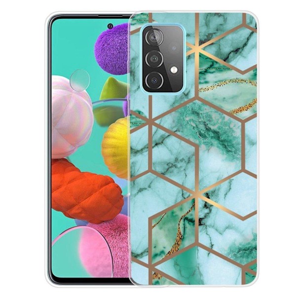 Marmormotiv Samsung Galaxy A32 5G skal - Smaragdfärgat Kubmönster Grön