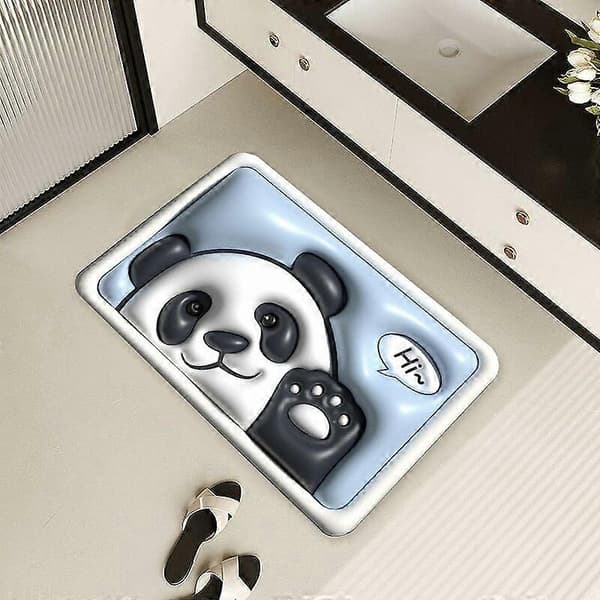 -Panda Superabsorberende Gulvmåtte, Skridsikker Badeværelsesmåtte, Absorberende Memory Foam Badeværelsesmåtte, Hurtigtørrende Blød Badeværelsesmåtte