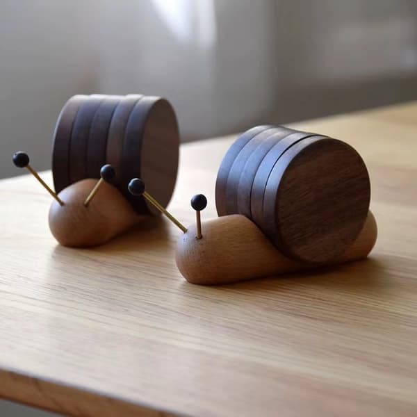 Black Walnut Snail Shaped Coaster Wooden Coaster Unique and Compact Housewarming Gift Desk Ornament.