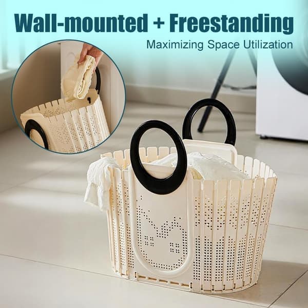 Foldable Laundry Basket Ventilated Portable Laundry Hamper with Handle Storage Container for Snacks Clothes for Outdoor Camping Storage Flower Baskets