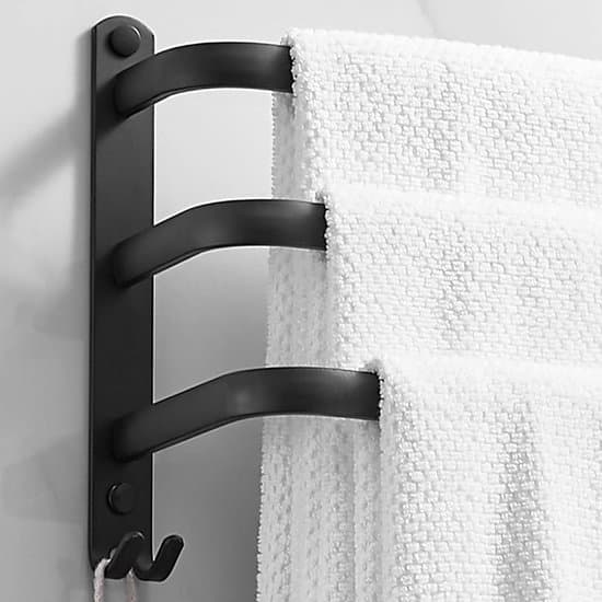 Musta – Kylpyhuoneen pyyheteline, mattamusta pyyheteline tangolla ja koukulla, seinään kiinnitettävä pyyheteline, poraamaton pyyheteline – 32 x 17 x 7 cm