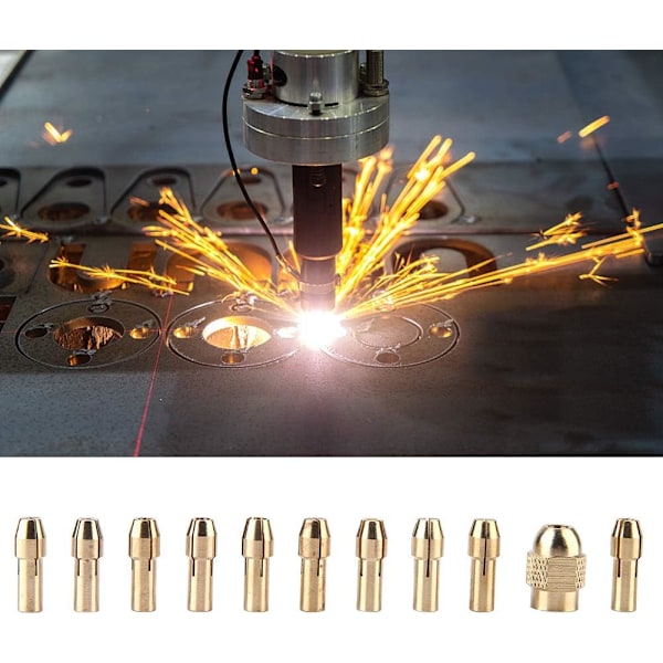 11 Styck Set Chuck Reservdelar Mässing 3Mm Mini För Dremel Borrslip Kopparbit 3000 11 Styck 4 Käft Kopparborr Spikavdragare För Mini Electric