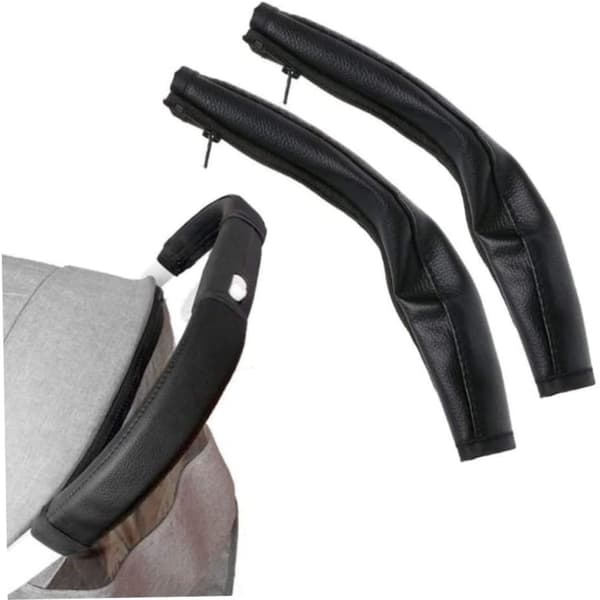 Stroller Handle Covers 2 Pcs Stroller Handle Grip Protector Removable Stroller Armrest Handle Leather Case