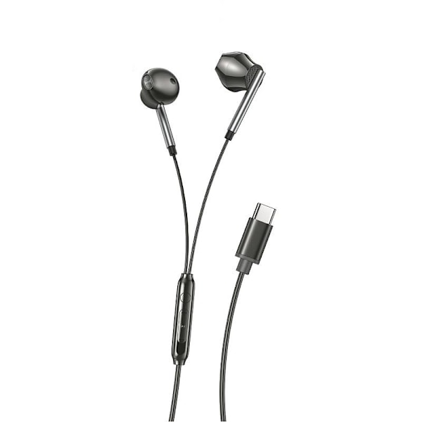USB-C In-Ear Hörlurar med Mikrofon iPhone 15,16 /Samsung /Android Svart