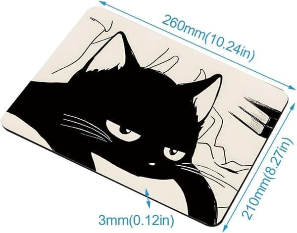 Morsom musematte med søtt kattetrykk, rektangulær personlig musematte, sklisikker musematte, liten kontor-datamusmatte, søt katt cute cat