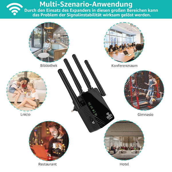WLAN-repeater WLAN-förstärkare 1200Mbit/s 5GHz & 2.4GHz dual-band W