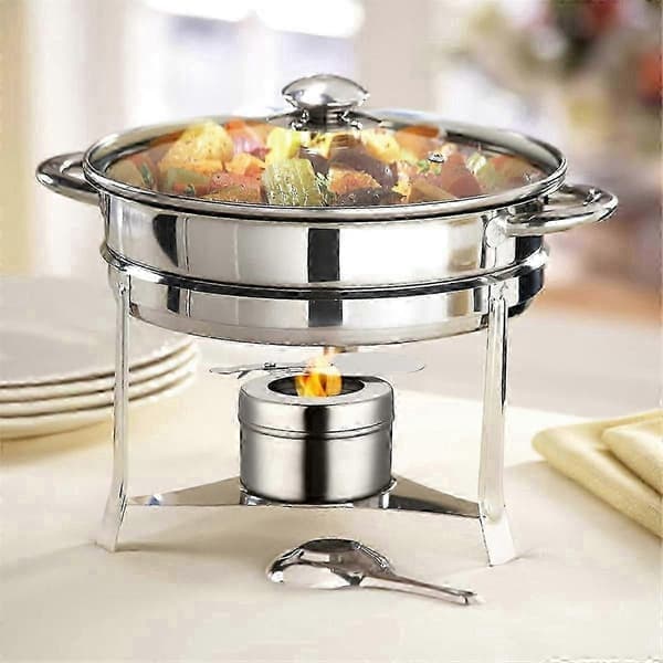 10-pakks drivstoffholder i rustfritt stål med lokk for chafing dish, buffetgrill - bra