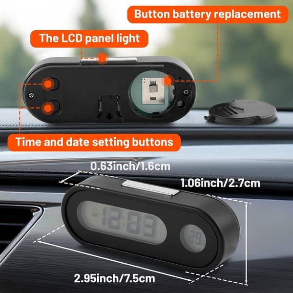 Bil Tidsklocka Termometer Bil Smart LED Digital Display Elektronisk Klocka Termometer med Bakgrundsbelysning