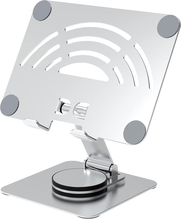 Tabletstativ. 360° roterende justerbar tablet-holder, foldbart aluminiumsbordstativ til iPad Pro/Mini/Air, iPhone Sølv Silver