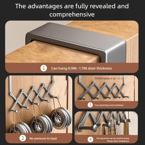 Hanging Door Hat Storage Rack Metal Foldable Adjustable Wall Mounted Hat Rack, 6 Hooks Design, Hanging Baseball Cap Storage Rack