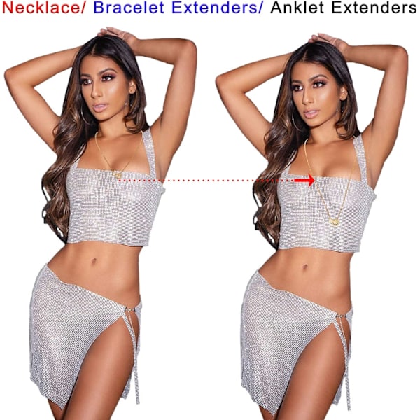 8 st rostfritt stål halsband förlängare armband förlängare förlängningskedjeset 4 olika längder: 6 tum 4 tum 3 tum 2 tum