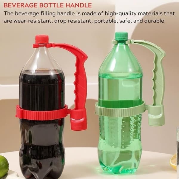 Adjustable Bottle Handle with Built-in Bottle Opener - Multifunctional Holder for Oil and Beverage Bottles with Lid Support - Durable PP & TPE