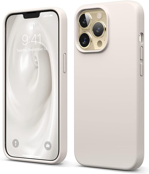 Flydende silikonecover kompatibelt med iPhone 13 Pro (6.1\"), Premium silikone, Fuld beskyttelse (Stone)
