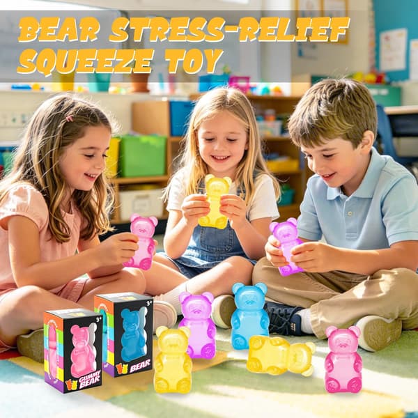 Gummy Bear Squishy - Langsomt stigende stresslegetøj, blødt sensorisk dekompressionslegetøj til børn og voksne pink