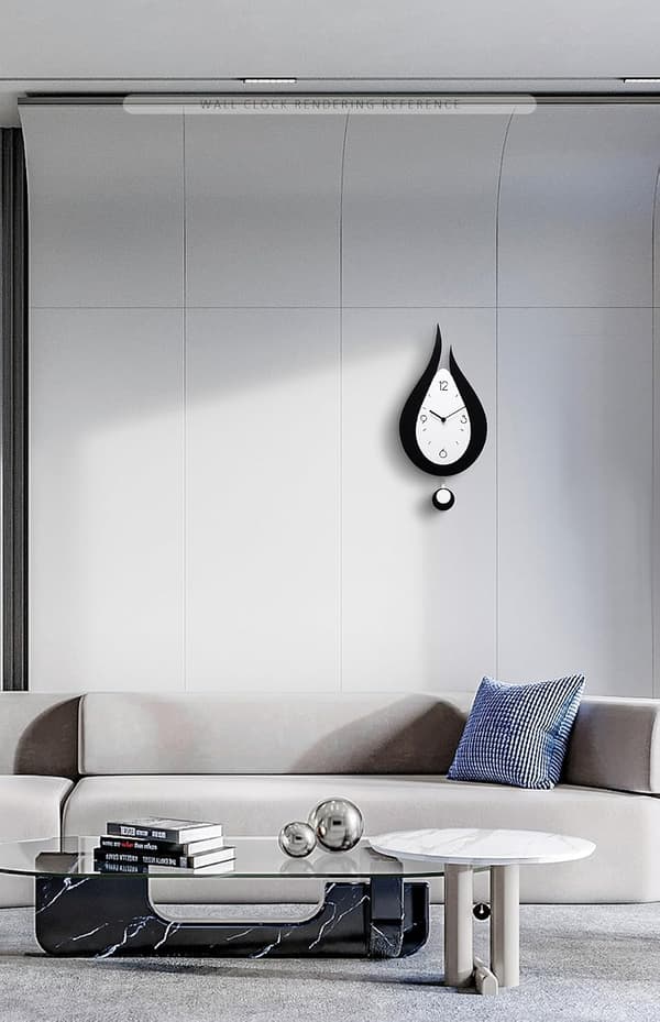 Water Drop Clock Modern Wall Clock Black Wall Clock White Teardrop Design Clock (Water Drop-)