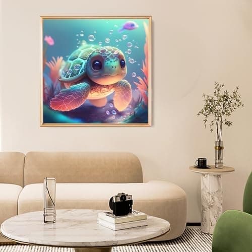 Diamantmalingssæt med havskildpadder til voksne - Søde diamantkunst-sæt med havskildpadder til voksne, DIY 5D diamantmaling med