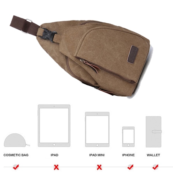 Canvas Slängväska Crossbody Ryggsäck Vandringsdagspackning Ryggsäck för Män Kvinnor Utomhus Cykling Resor