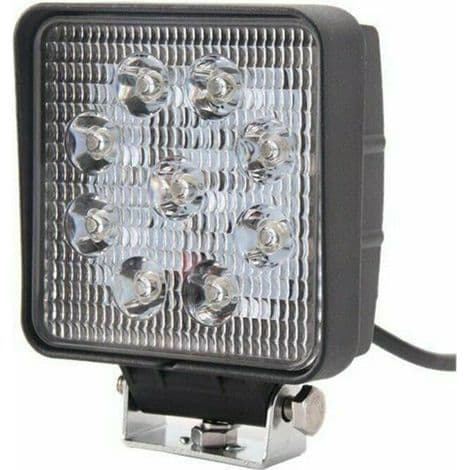 Square Work Light with 9 LEDs, 27 Watts, 2400 Lumens, IP67