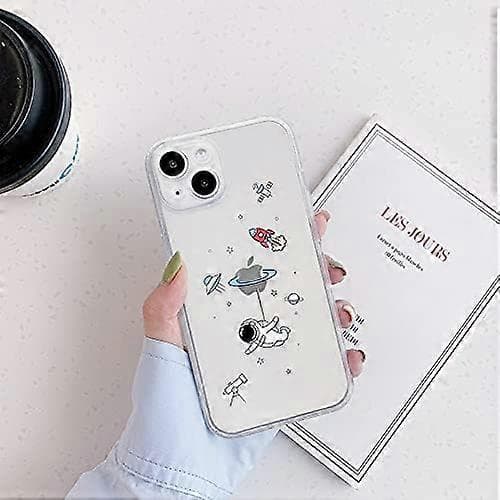 Compatible Case for iPhone 13, Transparent and Cute with Astronaut, Outer Space, Planet, Star, Creative Pattern, Soft TPU Shockproof Slim Case