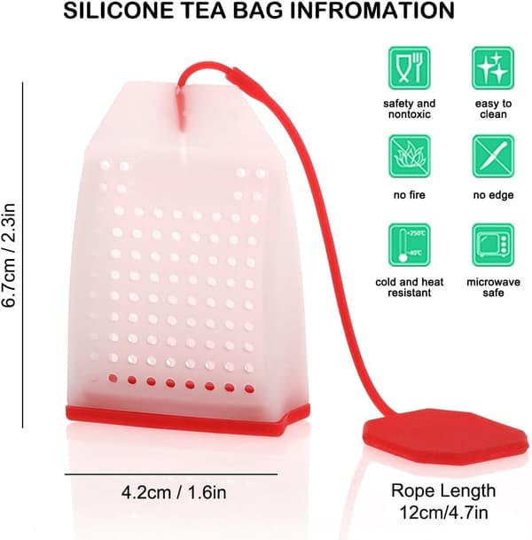 6-pak silikone te-infuser, te-poser te-infuser til løs te genanvendelig te-filter si