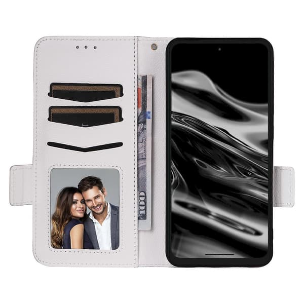 For XREAL Beam Pro Case Litchi Texture PU Leather Wallet Flip Phone Case White