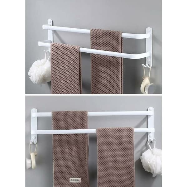 30 cm Single White Aluminum Towel Rack, Multi-layer Bathroom Towel Holder, No-Drill Towel Rail