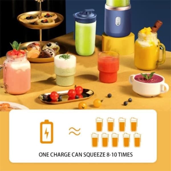 Juicer, Fruit Press, Portable Citrus Press - 6 Blades - USB Charging - Pink