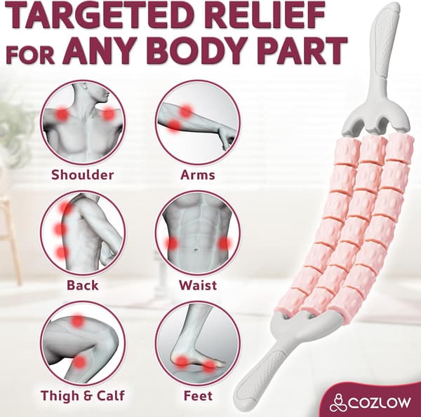Triple Roller Massage Stick - Kropsmassager til muskler - Fascia Rolling Tool - Dybdevævsterapi - Håndholdt Anti Cellulite Enhed