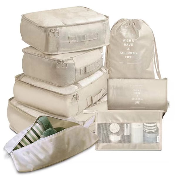 8 Set Packkuber Resväskor Packningsorganisatörer för Reseaccessoarer