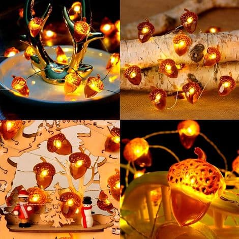 Autumn Tassel String Lights, 3M 30 LED Fall String Lights, Waterproof Battery Box (3 AA), 8 Functions, with Remote Control