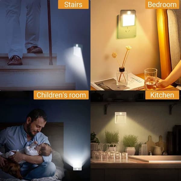 Plug-in Night Light - Kids Night Light with Motion Sensor, LED Night Light (Warm White, Cool White - Adjustable) - 2 Pack