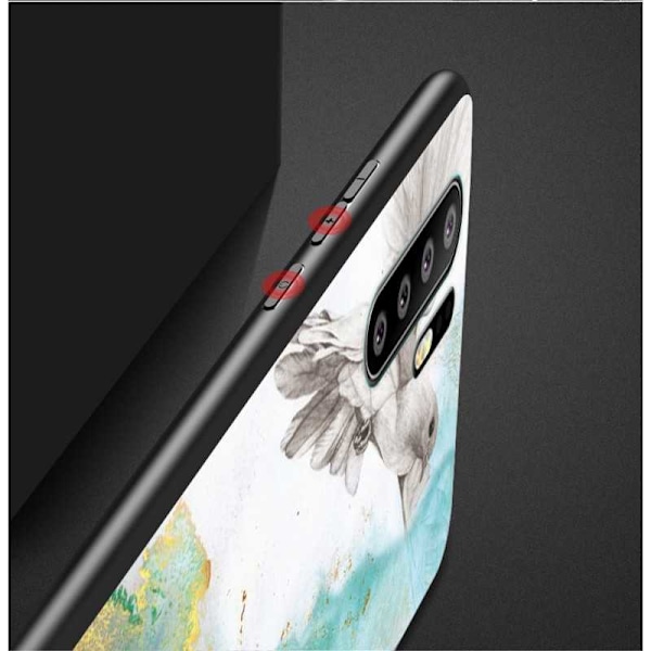 Huawei P30 Pro Marmorskal 9H Härdat Glas Baksida Glassback V2 Black Svart/Vit Black Svart/Vit