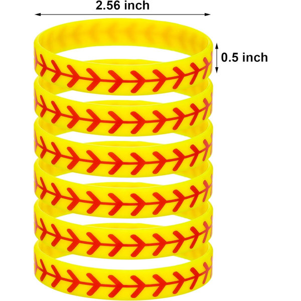 24 delar softballarmband Armband Silikonarmband med baseballhårband, elastiskt band hårbandshår för flickor softballlag (gul)