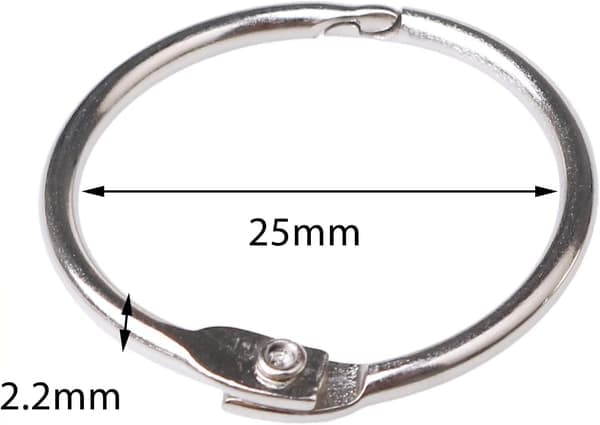 20 st metallbokringar, lösbladspärmar bokringar 25 mm innerdiameter nyckelringar (silver)