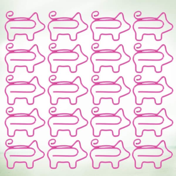 100 stk. piggete binders, morsomme binders, kontorrekvisita (rosa)
