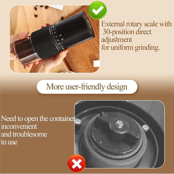 Cordless Coffee Grinder Espresso Grinder Electric Coffee Grinder with 30 Adjustable Settings Rechargeable Coffee Grinders for Home Travel