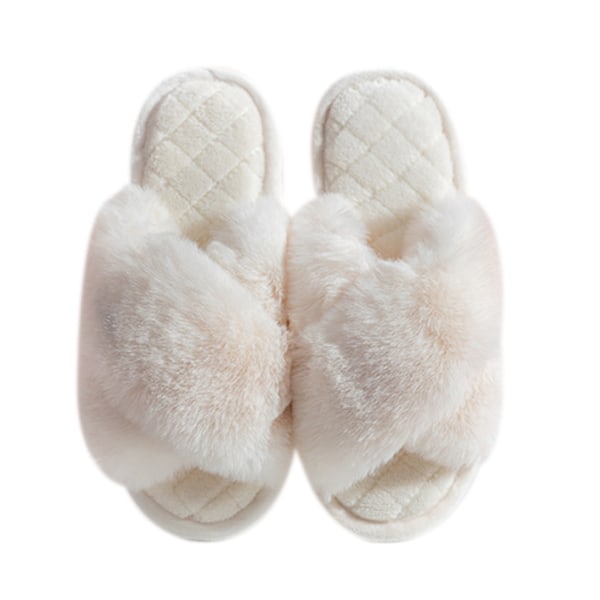 Mjuka plyschtofflor för kvinnor, vita white 10 white 9