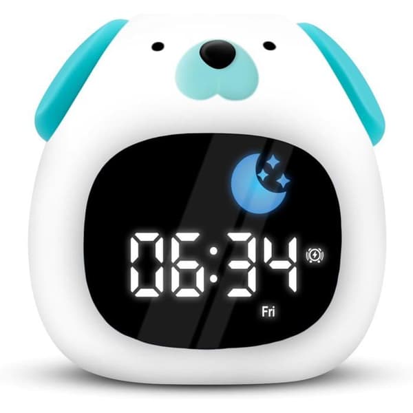 Educational Dog Alarm Clock for Kids with Night Light - Digital Clock Display - Intelligent Educational Label