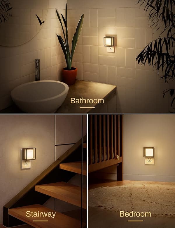 LED Night Light Wall Mounted Night Light [2-Pack] with Dusk Sensor Dimmable Night Light Adjustable Brightness Soft White Light.