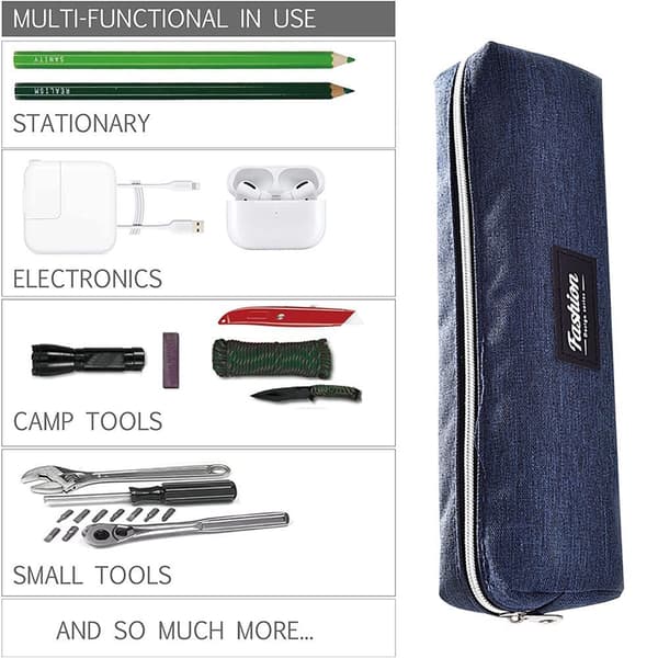 Large Capacity Pencil Case, Pen Box, Stationery Bag with Sapphire Blue
