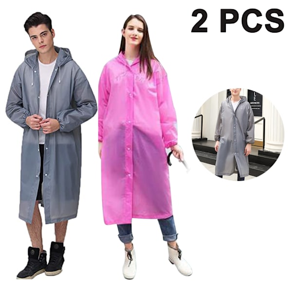 Regnrockar för vuxna, EVA återanvändbara regnponchos, ingen lukt och miljövänlig och lätt, bärbar regnrock perfekt för utomhusaktiviteter,