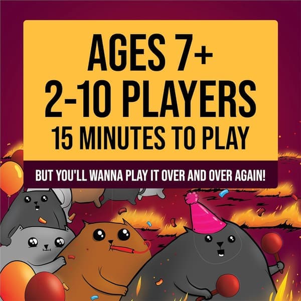 Exploding Kittens Party Pack - 2-10 pelaajaa - Ikä 7+ Juhlapeli Perhepeli-ilta Korttipeli lapsille ja aikuisille